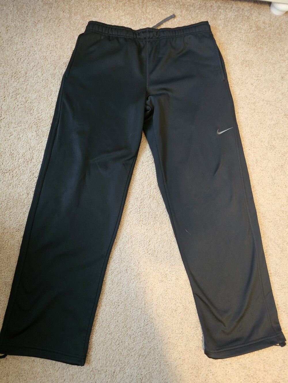 Nike Men’s Black Dri-FIT Sweatpants with Swoosh Toggle Bottoms Sz L